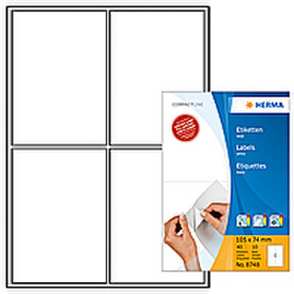 HERMA Labels white 105x74 CompactLine 40 pcs. 40шт самоклеящийся ярлык