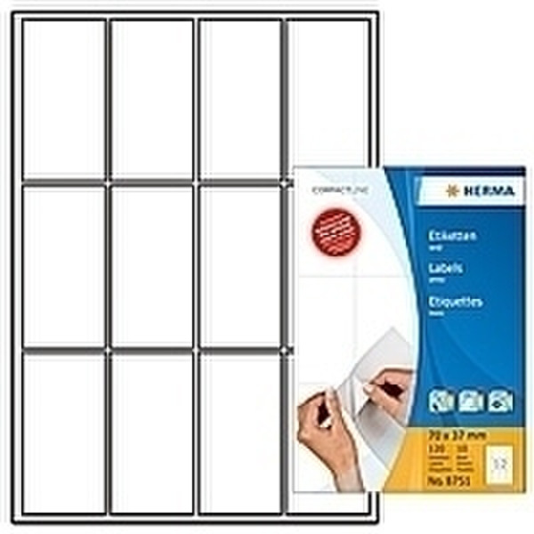 HERMA Labels white 70x37 CompactLine 120 pcs. 120Stück(e) selbstklebendes Etikett