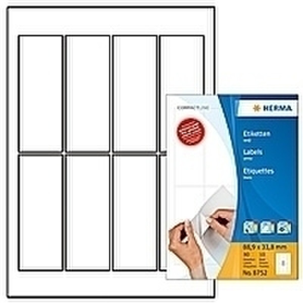 HERMA Labels white 88,9x33,8 CompactLine 80 pcs. 80шт самоклеящийся ярлык