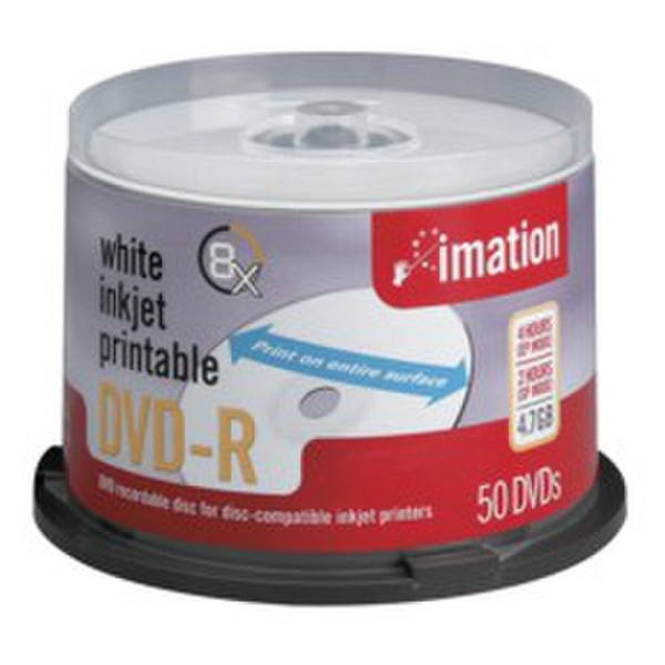 Imation DVD-R 4.7GB 8x White Inkjet Printable SPINDLE (50) 4.7GB 50Stück(e)