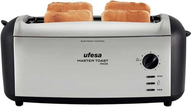 Ufesa TT7970 Master Toast 4ломтик(а) 1500Вт Черный, Cеребряный тостер