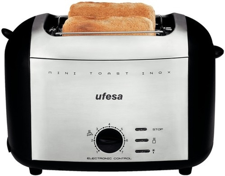 Ufesa TT7980 Mini Toast 2Scheibe(n) Schwarz, Silber Toaster