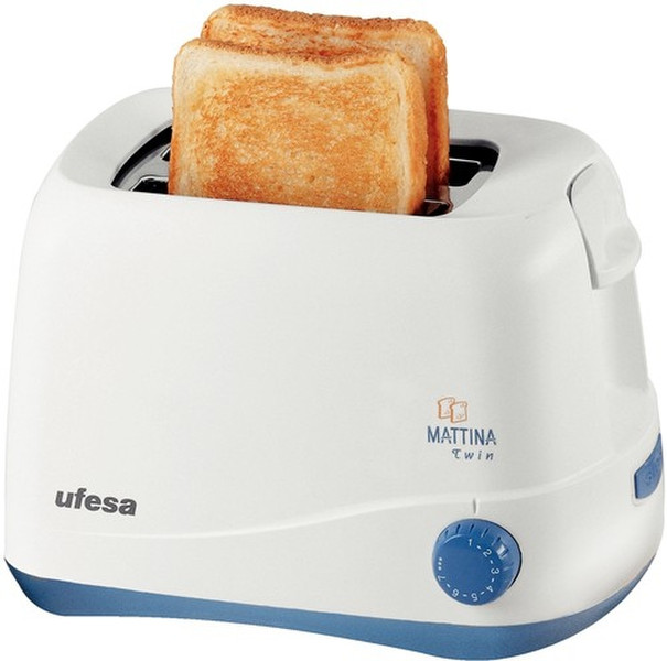 Ufesa TT7356 Mattina 2Scheibe(n) 850W Blau, Weiß Toaster