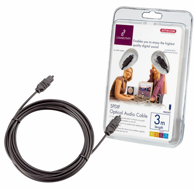 Sitecom SPDIF Optical Audio Cable 3m 3м Черный аудио кабель