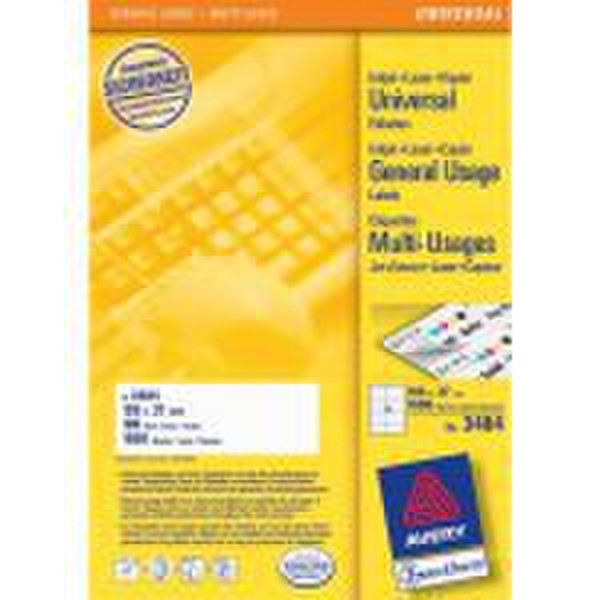 Avery Universal Labels, White 105x37mm 1600шт самоклеящийся ярлык