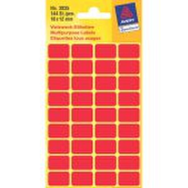 Avery Multipurpose Labels, Red 18 x 12 144Stück(e) selbstklebendes Etikett