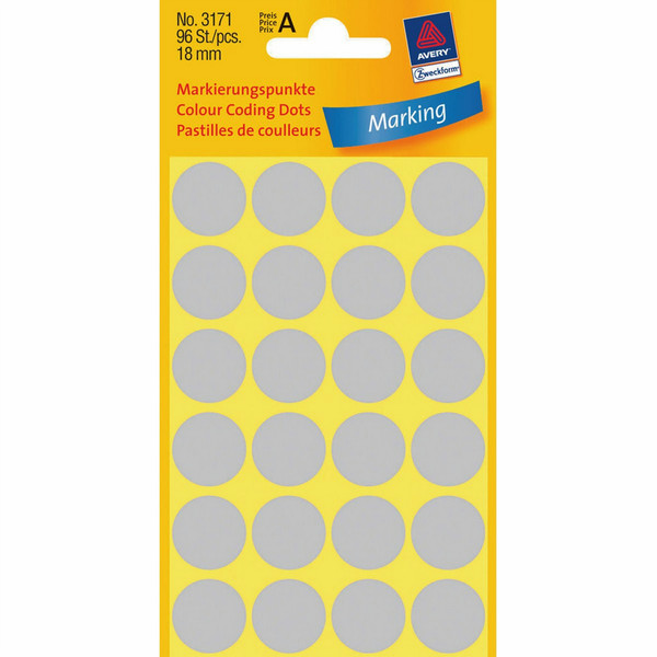 Avery Colour Coding Dots, Grey self-adhesive label