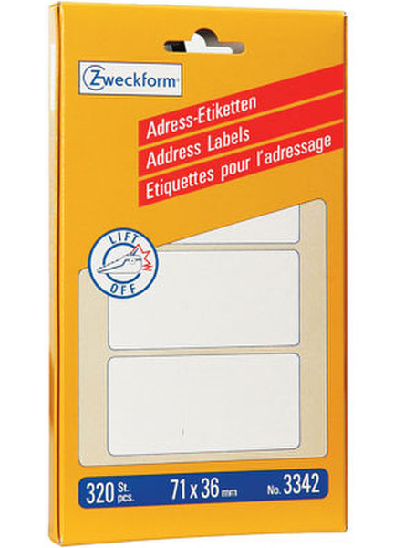 Avery Labels 71x36 mm White 320 pieces 320Stück(e) selbstklebendes Etikett