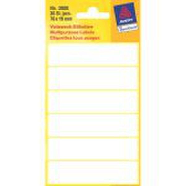 Avery Multipurpose Labels, White 76 x 19 36шт самоклеящийся ярлык