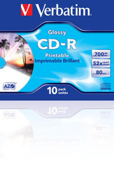 Verbatim CD-R Wide Glossy Inkjet Printable AZO CD-R 700МБ 10шт