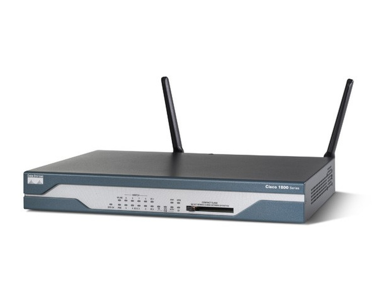 Cisco 1801 Schnelles Ethernet Schwarz, Blau, Edelstahl WLAN-Router