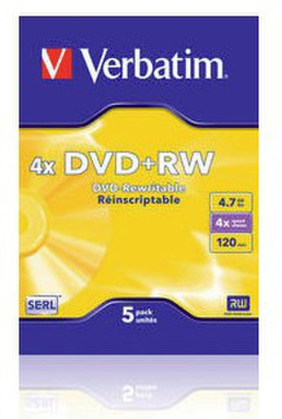 Verbatim DVD+RW 4x 4.7GB DVD+RW 5Stück(e)