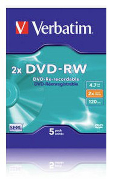 Verbatim DVD-RW 2x 4.7GB DVD-RW 5pc(s)