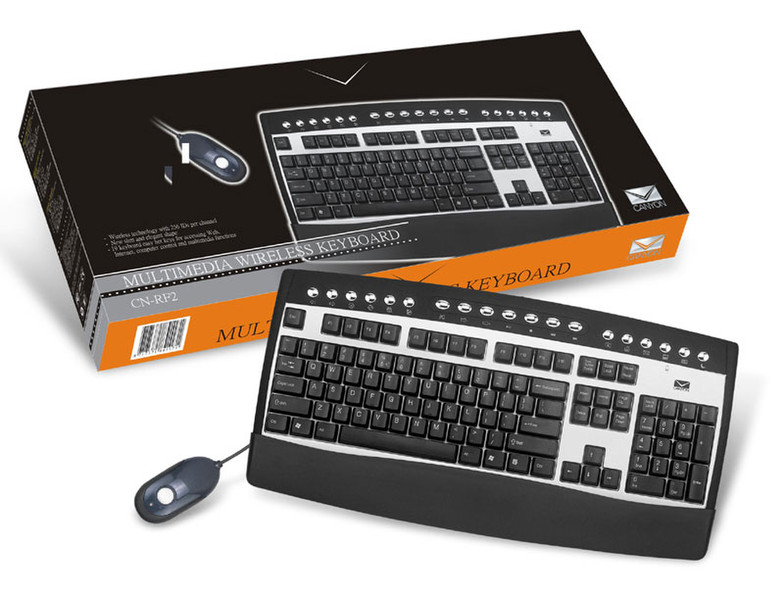 Canyon Keyboard PS/2 Wireless Black/Silver RF Wireless Tastatur