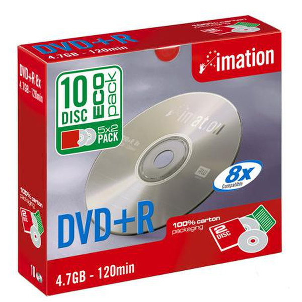 Imation DVD+R 4.7Gb 8X 10pk (5X 2pk) 4.7GB 10pc(s)