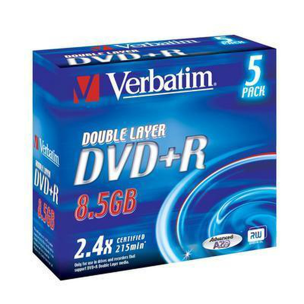 Verbatim DVD+R Double Layer 8.5 Gb 2.4x AdvAZO 5 Pack Jewel Case