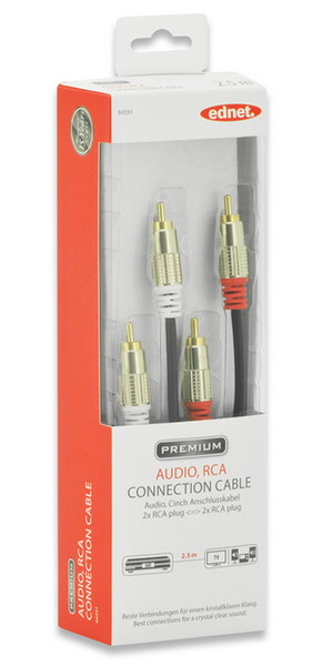 Ednet 2.5m RCA x 2 m/m 2.5м 2 x RCA 2 x RCA Черный аудио кабель
