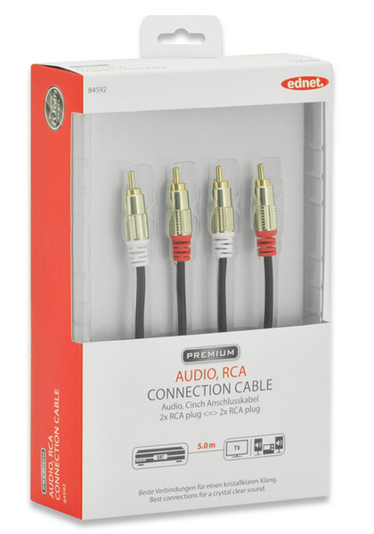 Ednet 5m RCA x 2 m/m 5m 2 x RCA 2 x RCA Black audio cable