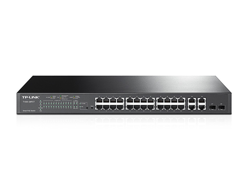 TP-LINK T1500-28PCT gemanaged L2 Fast Ethernet (10/100) Energie Über Ethernet (PoE) Unterstützung 1U Schwarz