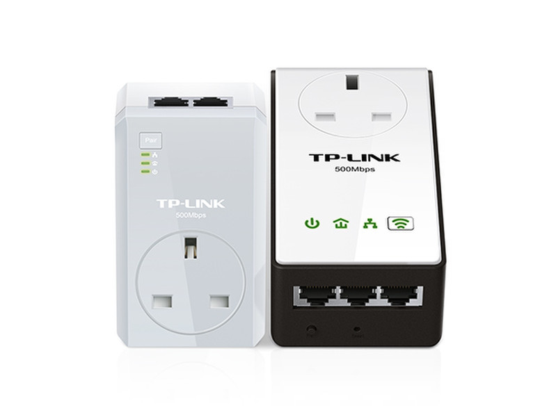 TP-LINK AV500 300Мбит/с Подключение Ethernet Wi-Fi Черный, Белый 2шт PowerLine network adapter