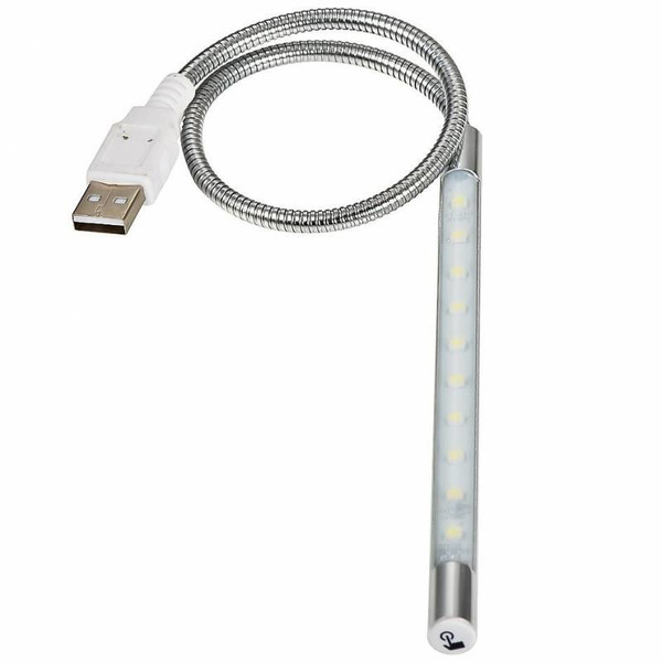 Techly USB Flexible Lamp 10LED 40cm Dimmable for Notebook, Silver IUSB-LIGHT10