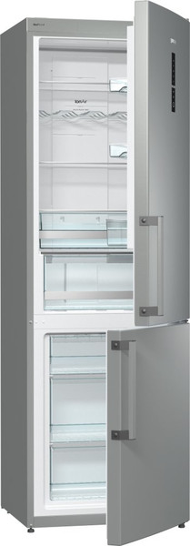 Gorenje NRK6192MX Отдельностоящий 307л A++ Серый, Металлический холодильник с морозильной камерой