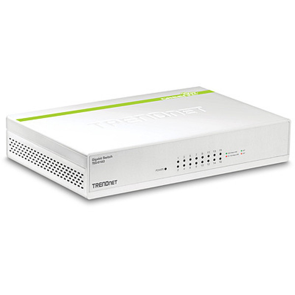 Trendnet TEG-S16D Неуправляемый L2 Gigabit Ethernet (10/100/1000) Белый сетевой коммутатор