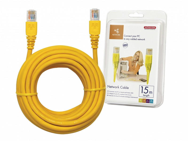 Sitecom Network Cable 15m Yellow 15m yellow networking cable