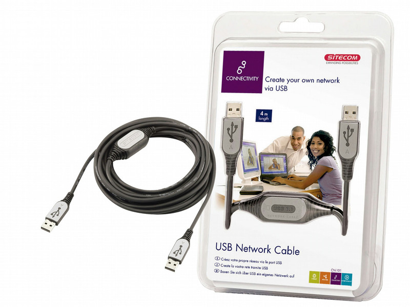 Sitecom USB to USB network cable 3m 3m Grau Netzwerkkabel