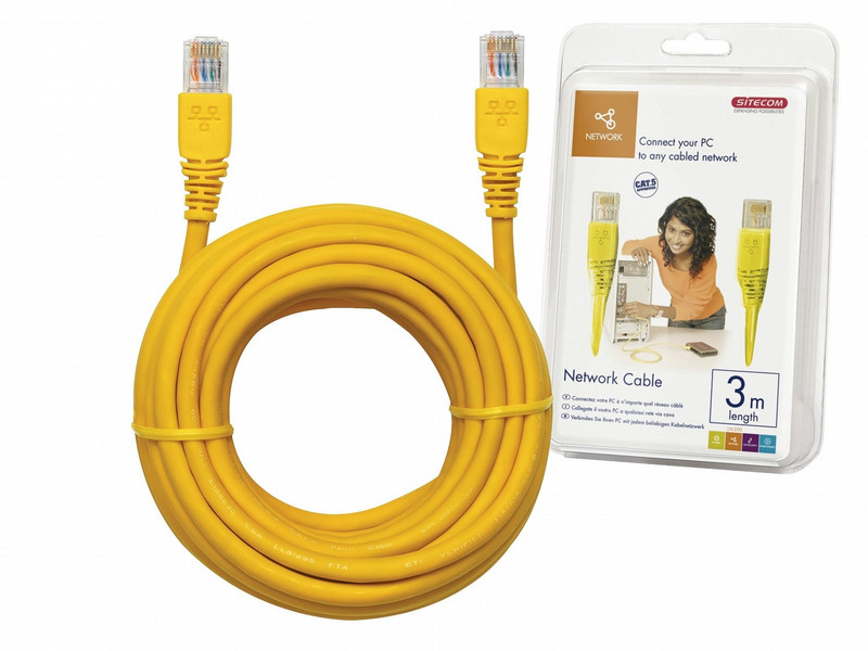 Sitecom Network Cable 3m Yellow 3m yellow networking cable