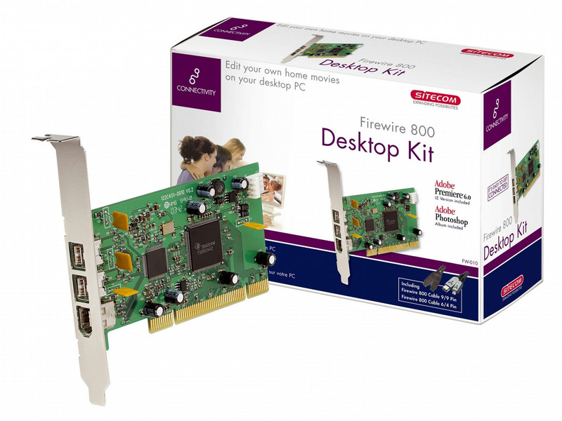 Sitecom Firewire 800 Desktop Kit PCI Card 3 Port w/cables Eingebaut 480Mbit/s Netzwerkkarte