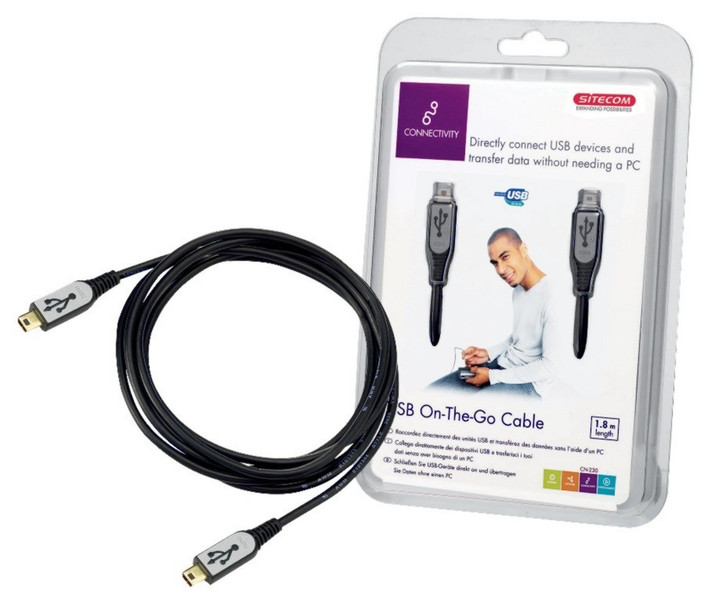 Sitecom USB On-The-Go Cable 1.8m 1.8м Черный кабель USB