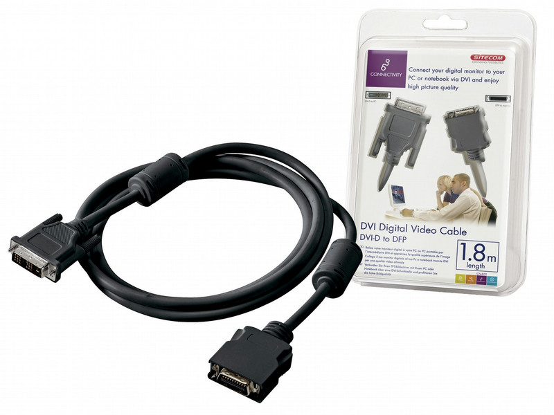 Sitecom DVI Digital video cable - DVI-D <> DFP 1.8m 1.8m Schwarz