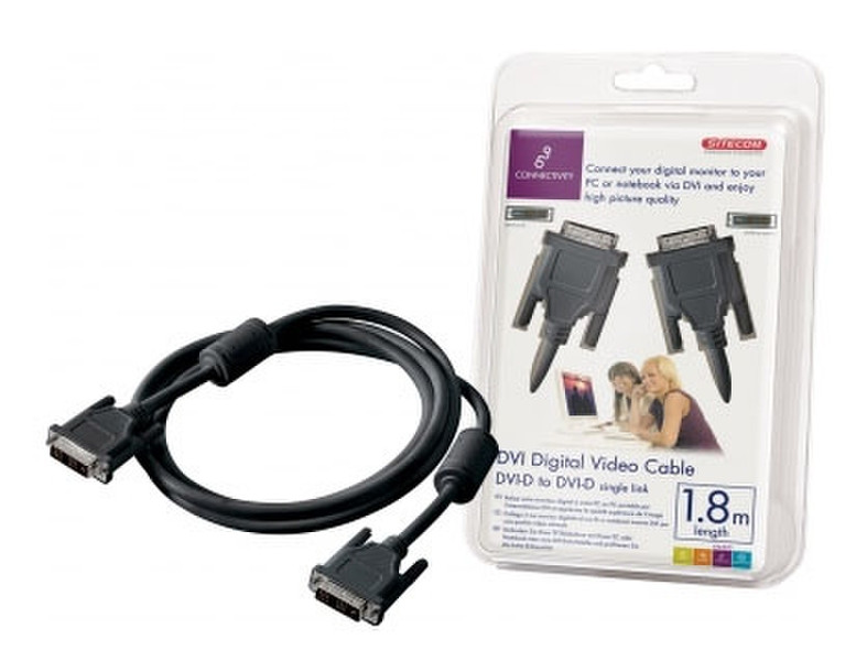 Sitecom DVI Digital video cable - DVI-D <> DVI-D single link 1.8m 1.8m Black DVI cable