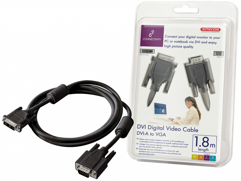 Sitecom DVI Digital video cable - DVI-I <> DVI-I 1.8m 1.8м Черный DVI кабель