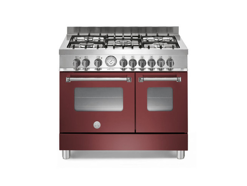 Bertazzoni AD90 5 MFE VIE Отдельностоящий Gas hob Бургундский, Нержавеющая сталь кухонная плита