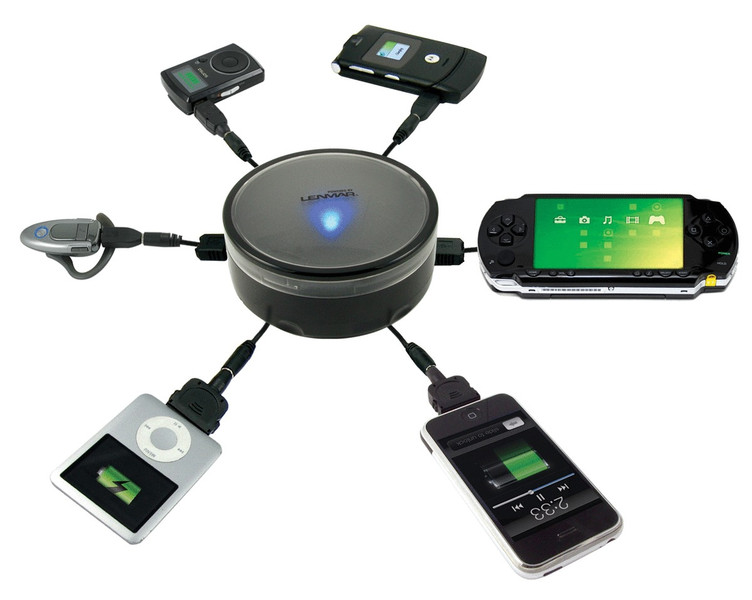 Lenmar PPUHUB6, AC Adapter, Universal, 6 Port USB Hub Charging Station Black power adapter/inverter