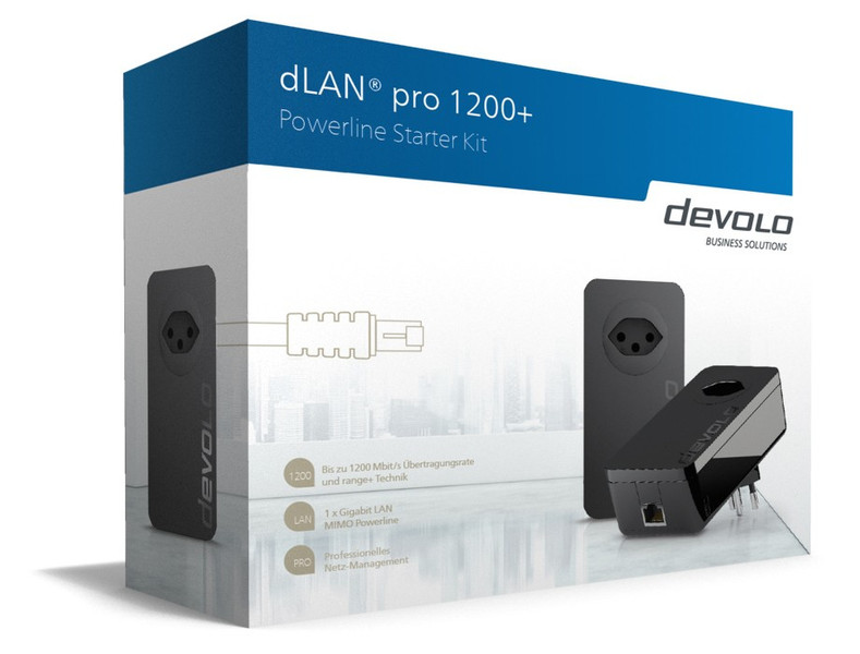 Devolo dLAN pro 1200+ 1200Мбит/с Подключение Ethernet Черный 2шт PowerLine network adapter