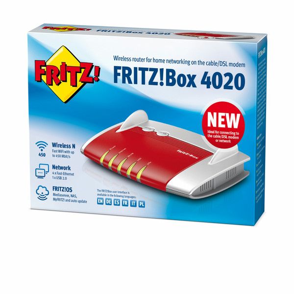 AVM FRITZ!Box 4020 Schnelles Ethernet 3G 4G Rot WLAN-Router