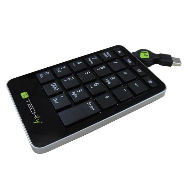 Techly Slim USB Numeric Keypad 23 Keys Black IDATA KP-7TY