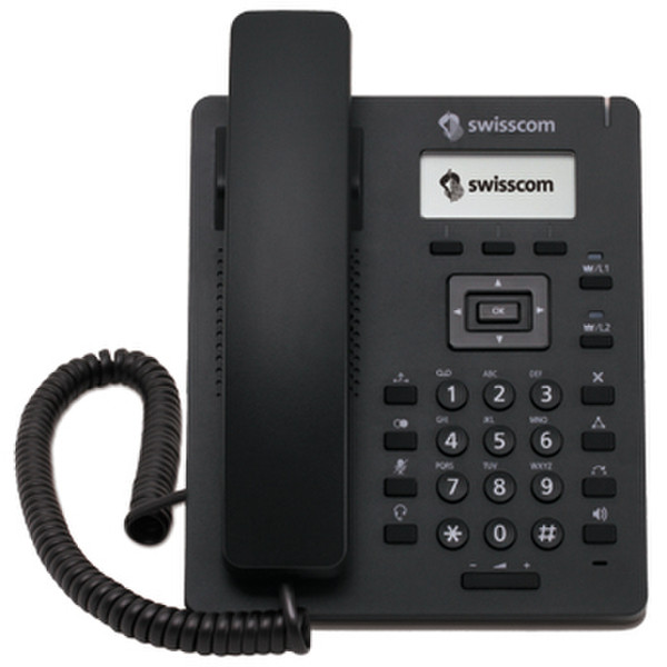 Swisscom 10231352 Проводная телефонная трубка 2линий Черный IP-телефон