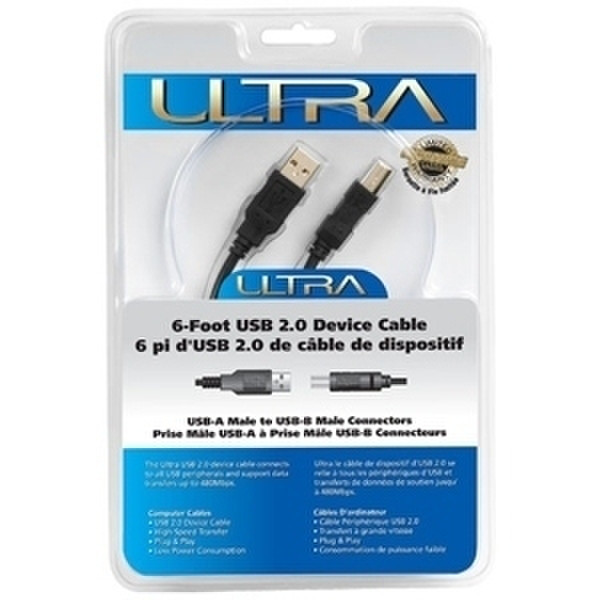 Ultra ULT40262 1.83m USB A USB B Schwarz USB Kabel