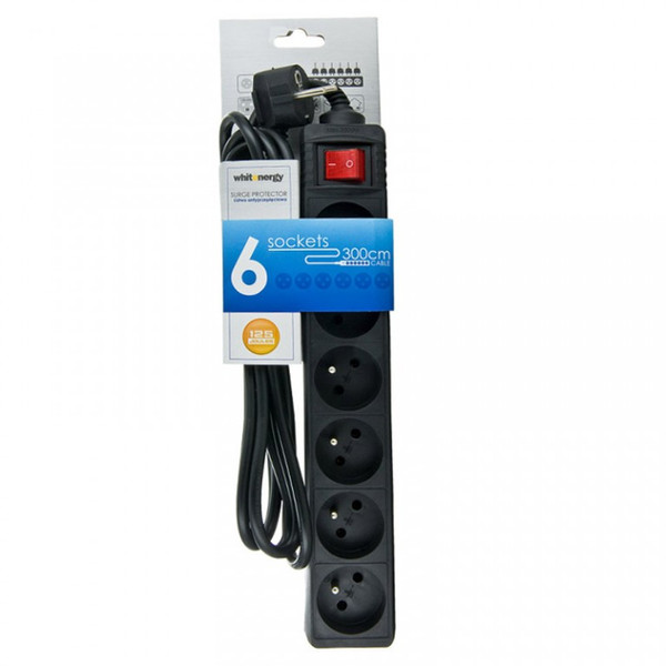 Whitenergy 08409 6AC outlet(s) 220-250V 3m Black surge protector