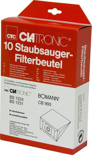 Clatronic 282207 Cylinder vacuum cleaner Мешок для пыли vacuum accessory/supply