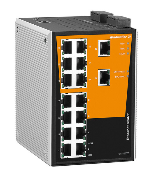 Weidmüller IE-SW-PL16M-16TX Управляемый Fast Ethernet (10/100) Черный