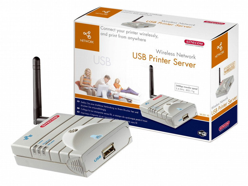 Sitecom Wireless Network Printer Server USB Wireless LAN print server