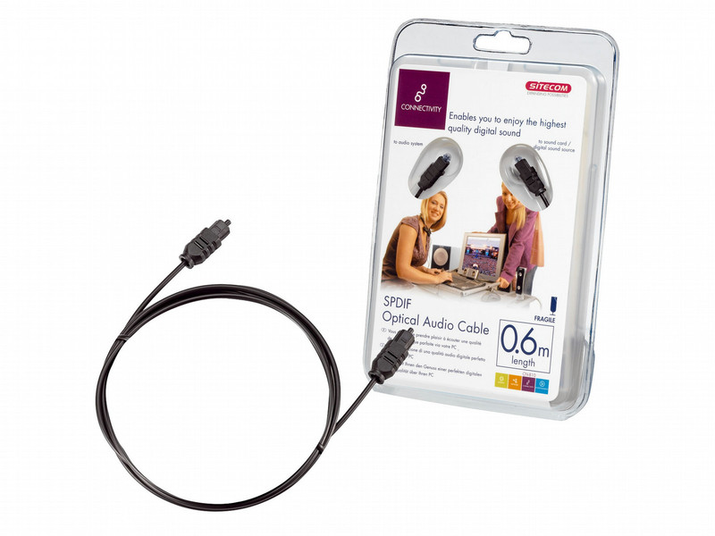 Sitecom SPDIF Optical Audio Cable 0.6m 0.6м Черный аудио кабель