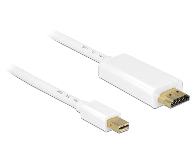 DeLOCK 83706 1m Mini DisplayPort HDMI White video cable adapter