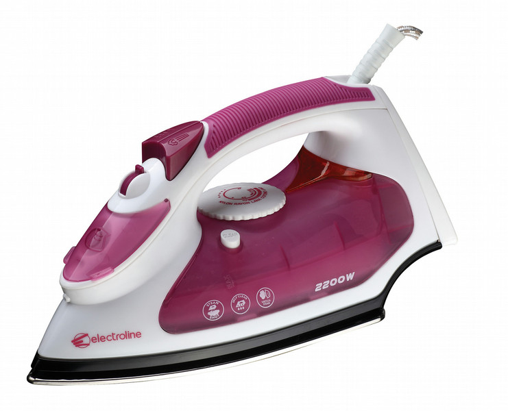 Electroline FVE-2227C Dry & Steam iron Stainless Steel soleplate 2200W Pink,White