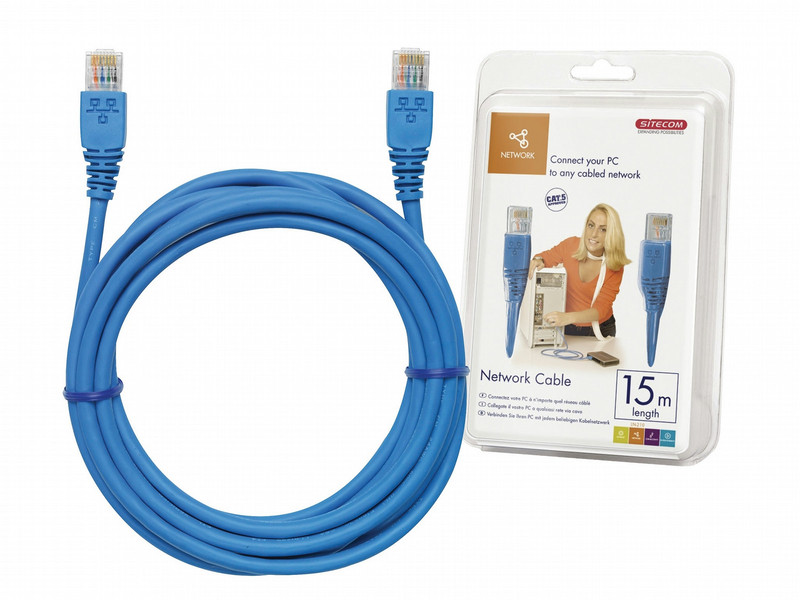 Sitecom Network Cable 15m, Blue 15m Blue networking cable